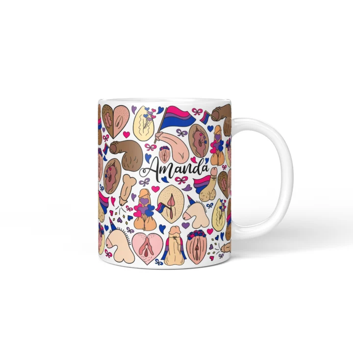 Bisexual Pride Adult Humor Mug - Cheeky Anatomy Art Gift - Personalized 11 oz White mug mockup