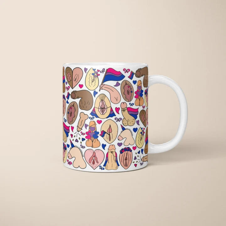 Bisexual Pride Anatomy Art Mug – Cheeky LGBTQ Gift - primary mug mockup