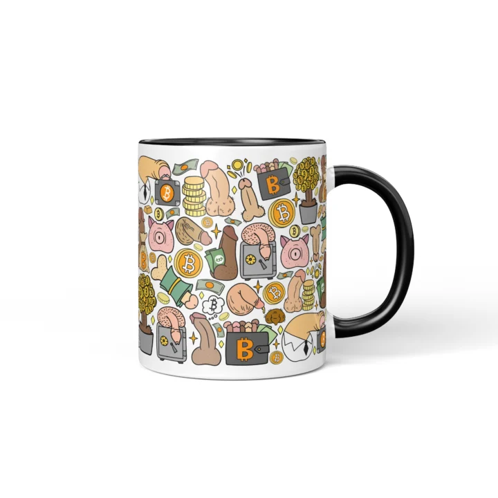 Bitcoin Penis Mug - Funny Crypto Bro Gift - Black mug mockup