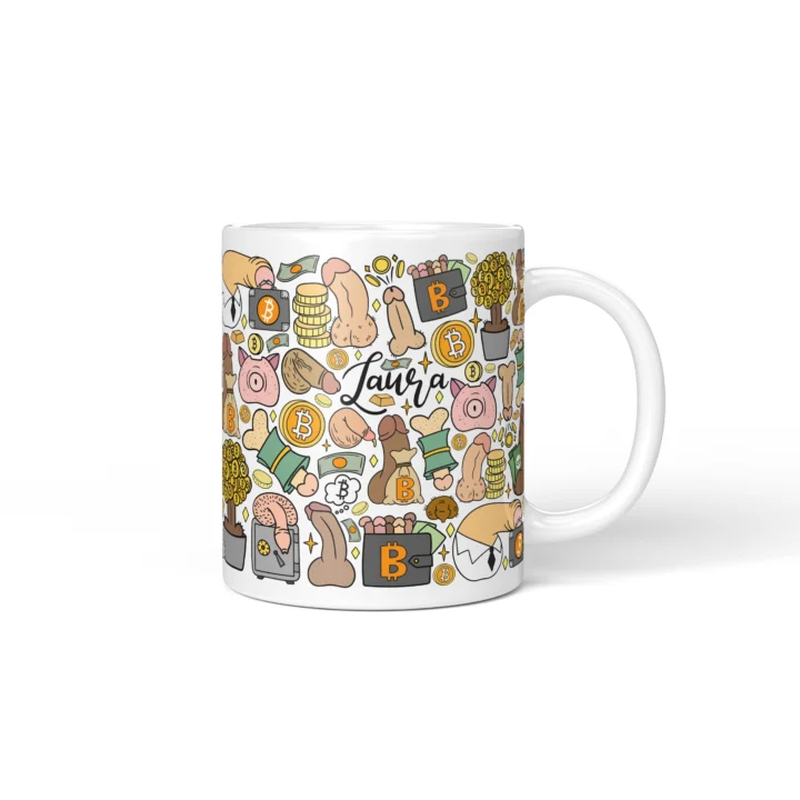 Bitcoin Penis Mug - Funny Crypto Bro Gift - Personalized 11 oz White mug mockup
