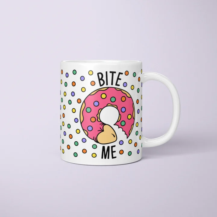 Bite Me Donut Penis Mug – Rude Food Pun Gift - primary mug mockup
