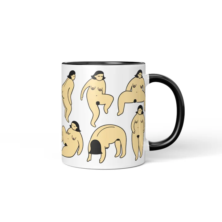 Body Positive Vagina Mug - Curvy Self-Love Gift - Black mug mockup