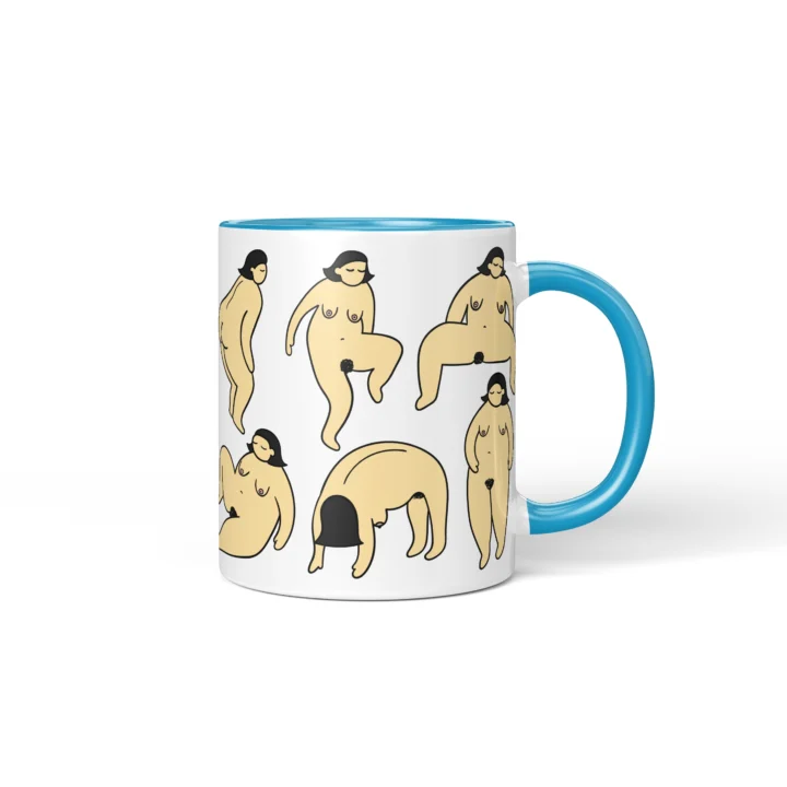 Body Positive Vagina Mug - Curvy Self-Love Gift - Blue mug mockup