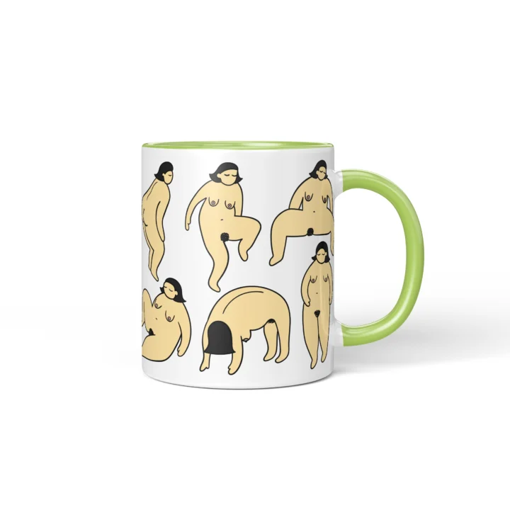 Body Positive Vagina Mug - Curvy Self-Love Gift - Green mug mockup