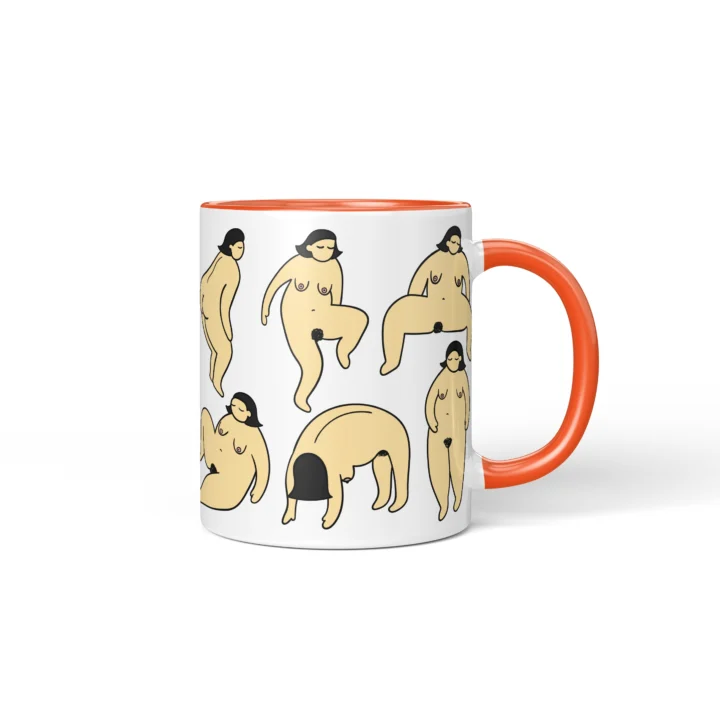 Body Positive Vagina Mug - Curvy Self-Love Gift - Orange mug mockup
