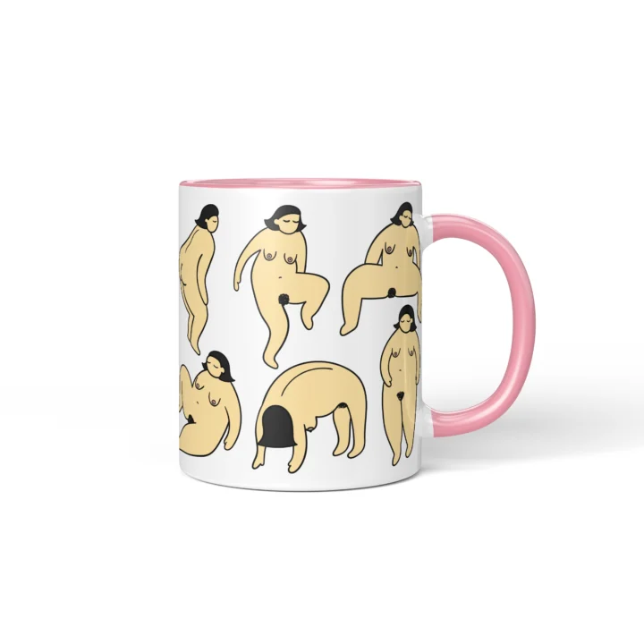 Body Positive Vagina Mug - Curvy Self-Love Gift - Pink mug mockup