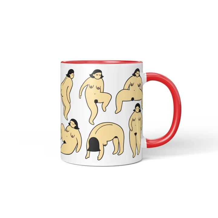 Body Positive Vagina Mug - Curvy Self-Love Gift - Red mug mockup