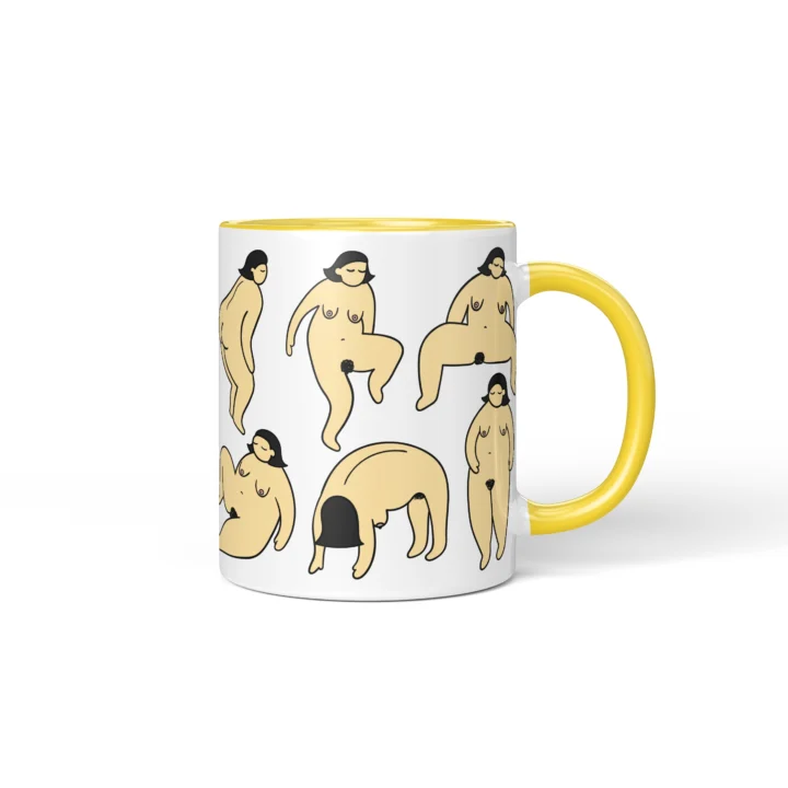 Body Positive Vagina Mug - Curvy Self-Love Gift - Yellow mug mockup