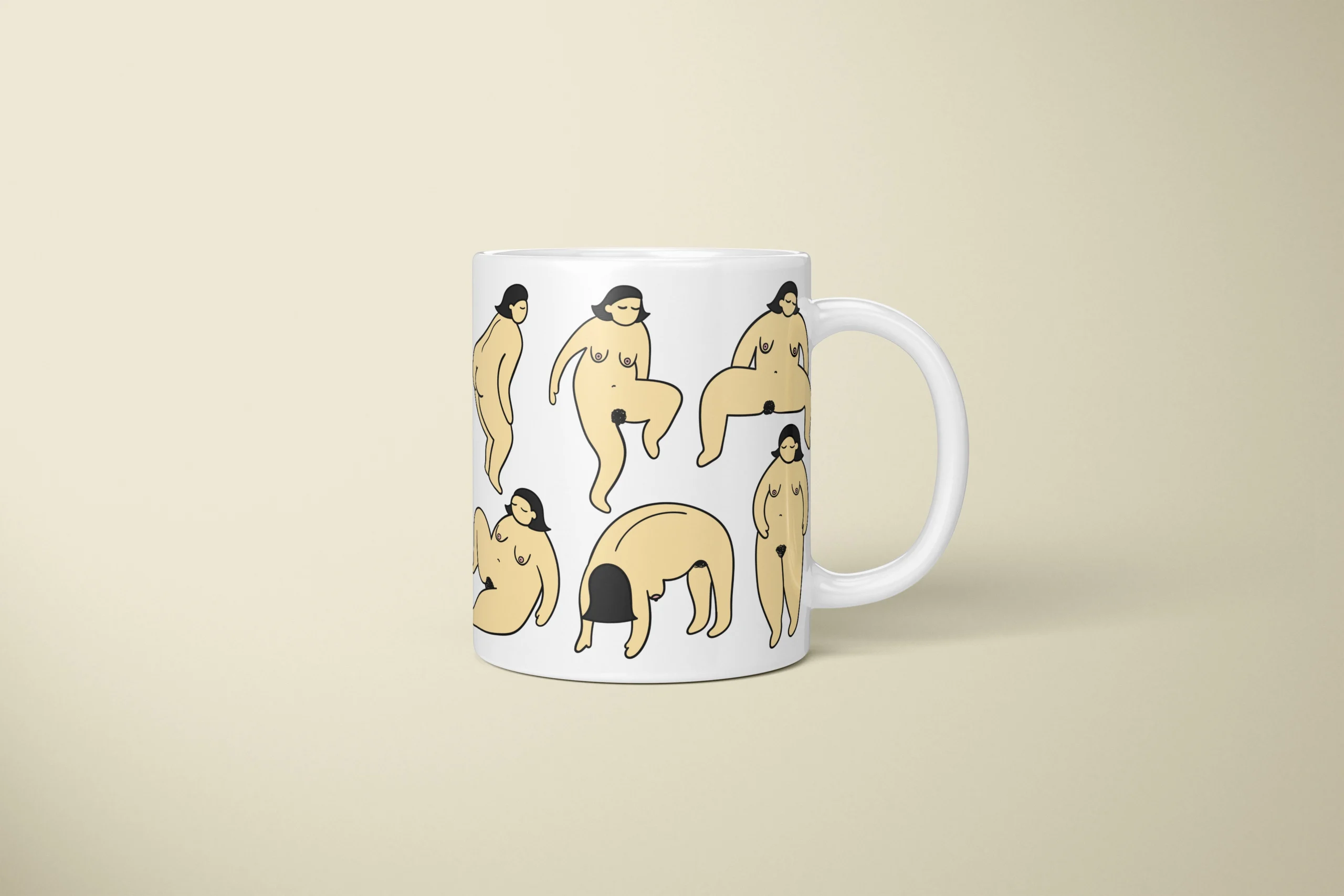 Body Positive Vulva Art Mug – Curvy Self-Love Gift - primary mug mockup
