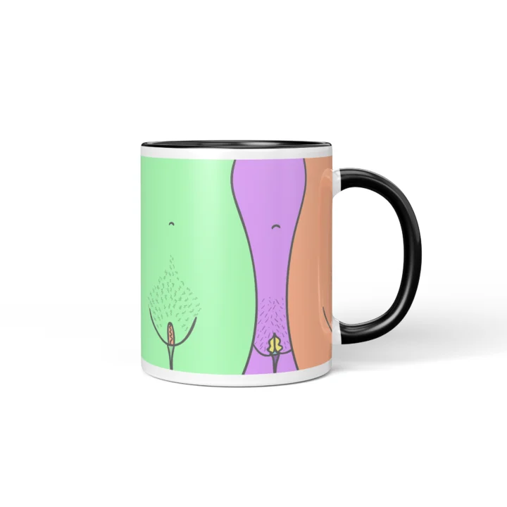 Body Silhouette Vagina Mug - Body Positive Gift - Black mug mockup
