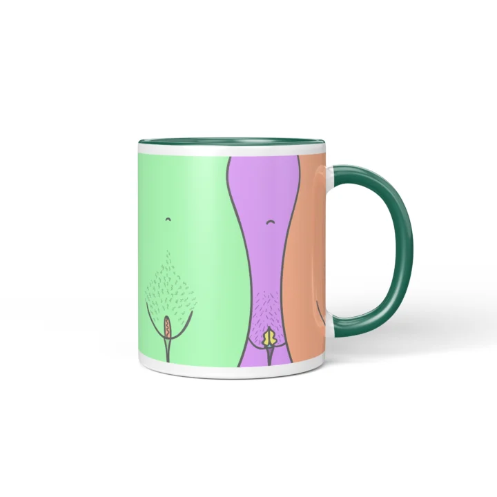 Body Silhouette Vagina Mug - Body Positive Gift - Dark Green mug mockup