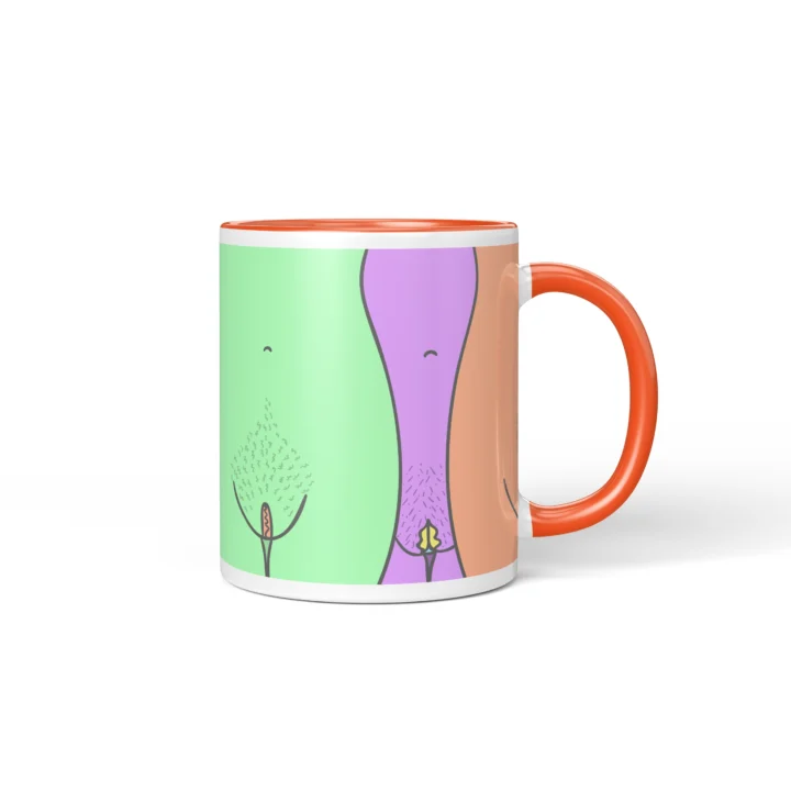 Body Silhouette Vagina Mug - Body Positive Gift - Orange mug mockup