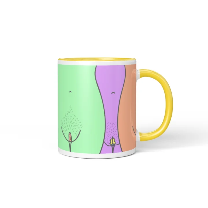 Body Silhouette Vagina Mug - Body Positive Gift - Yellow mug mockup