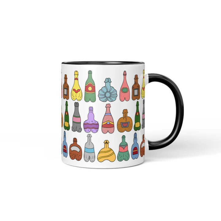 Bottle Penis Mug - Rude Party Drinking Humor Gift - Black mug mockup