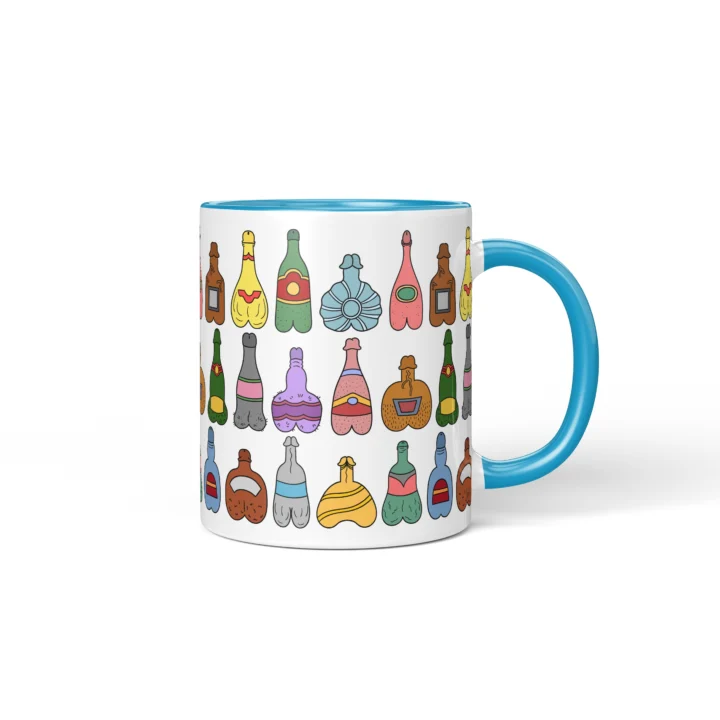 Bottle Penis Mug - Rude Party Drinking Humor Gift - Blue mug mockup