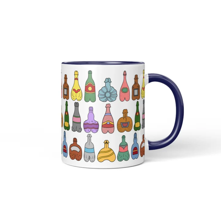 Bottle Penis Mug - Rude Party Drinking Humor Gift - Dark Blue mug mockup