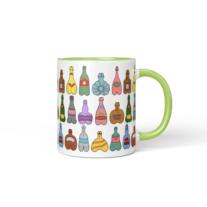 Bottle Penis Mug - Rude Party Drinking Humor Gift - Green mug mockup
