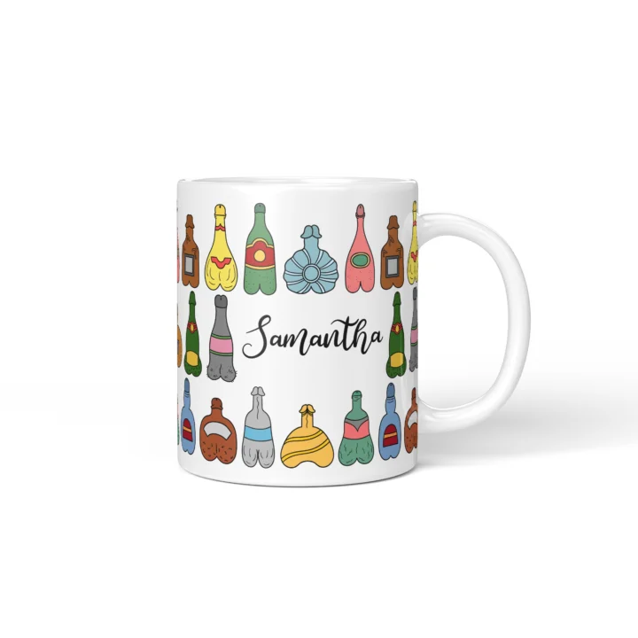 Bottle Penis Mug - Rude Party Drinking Humor Gift - Personalized 11 oz White mug mockup