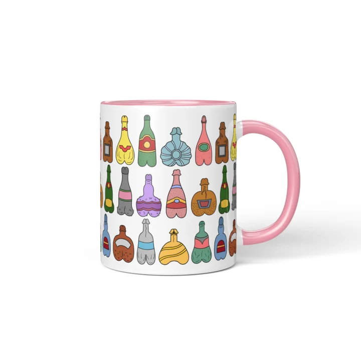 Bottle Penis Mug - Rude Party Drinking Humor Gift - Pink mug mockup