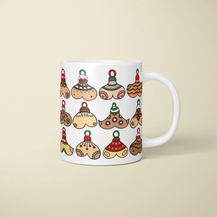Christmas Bauble Boobs Mug – Rude Secret Santa Gift - primary mug mockup