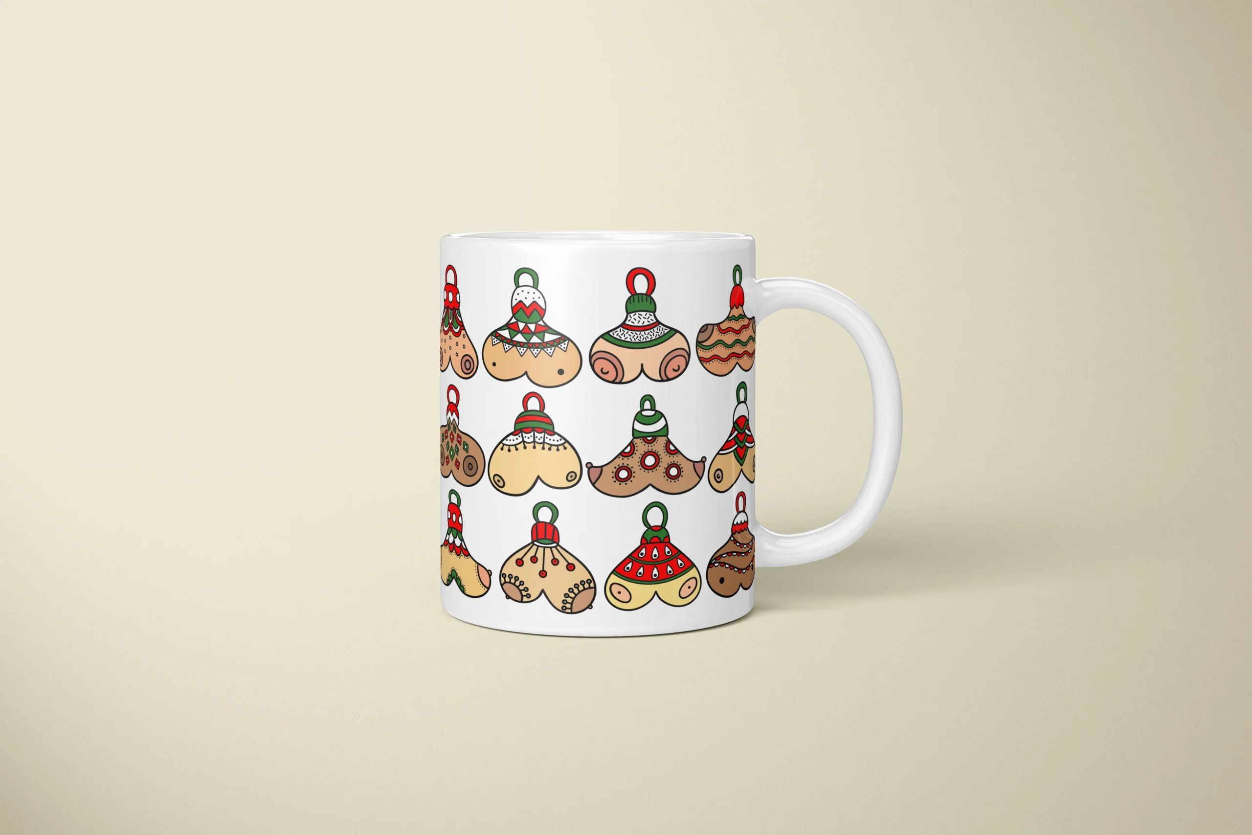 Christmas Bauble Boobs Mug – Rude Secret Santa Gift - primary mug mockup