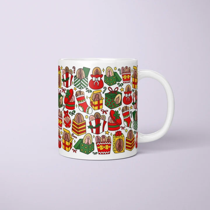 Christmas Vulva Art Mug – Naughty Secret Santa Gift - primary mug mockup