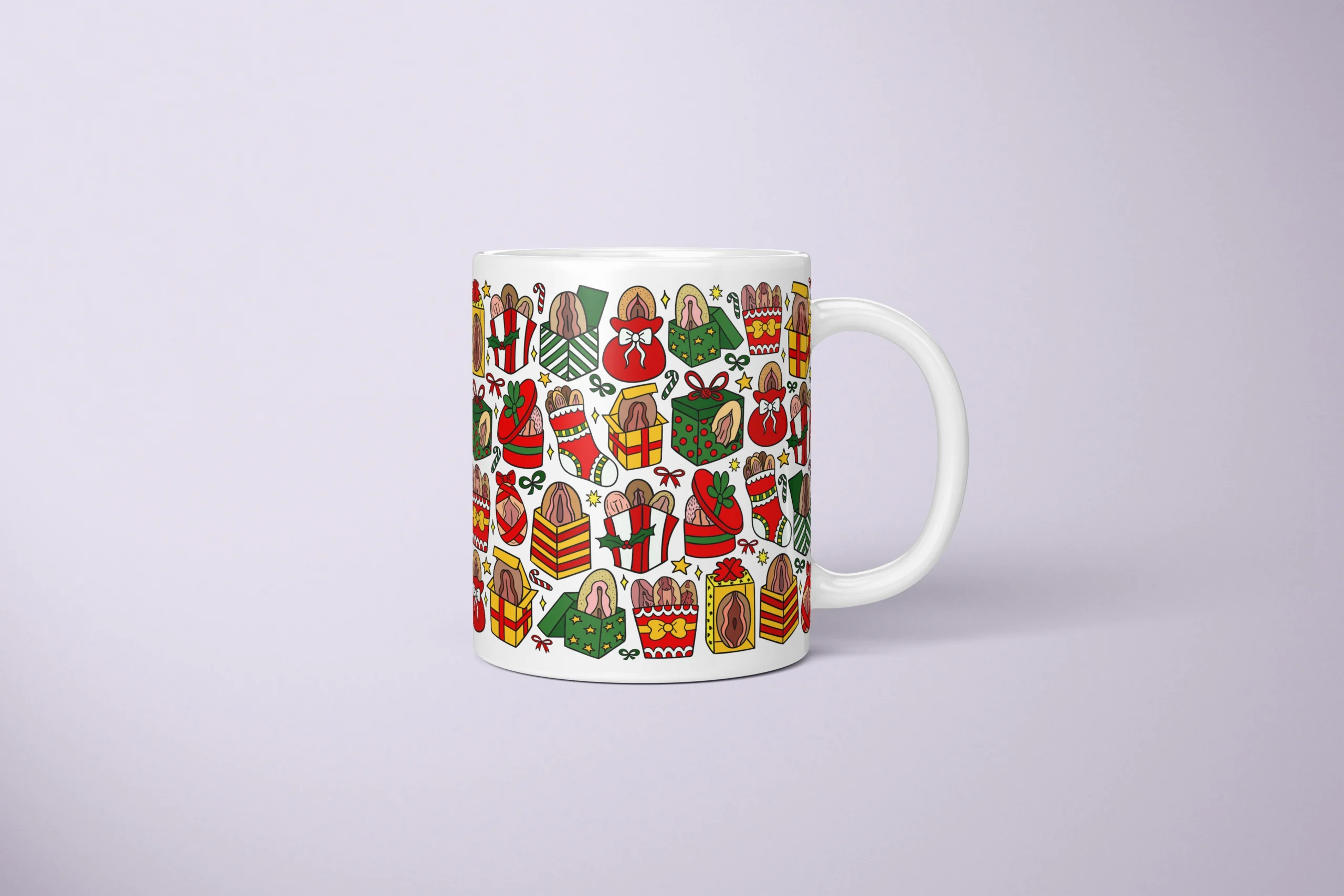 Christmas Vulva Art Mug – Naughty Secret Santa Gift - primary mug mockup