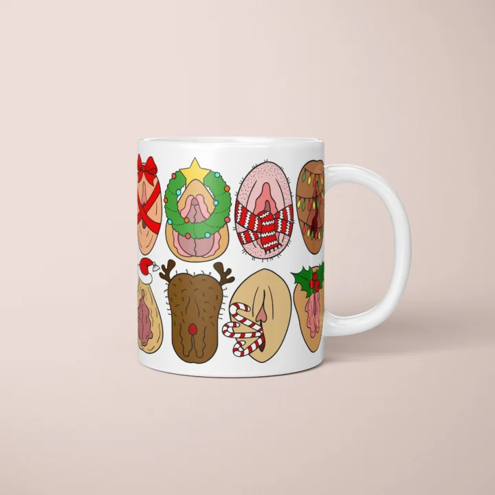 Christmas Icons Vulva Art Mug – Naughty Secret Santa Gift - primary mug mockup