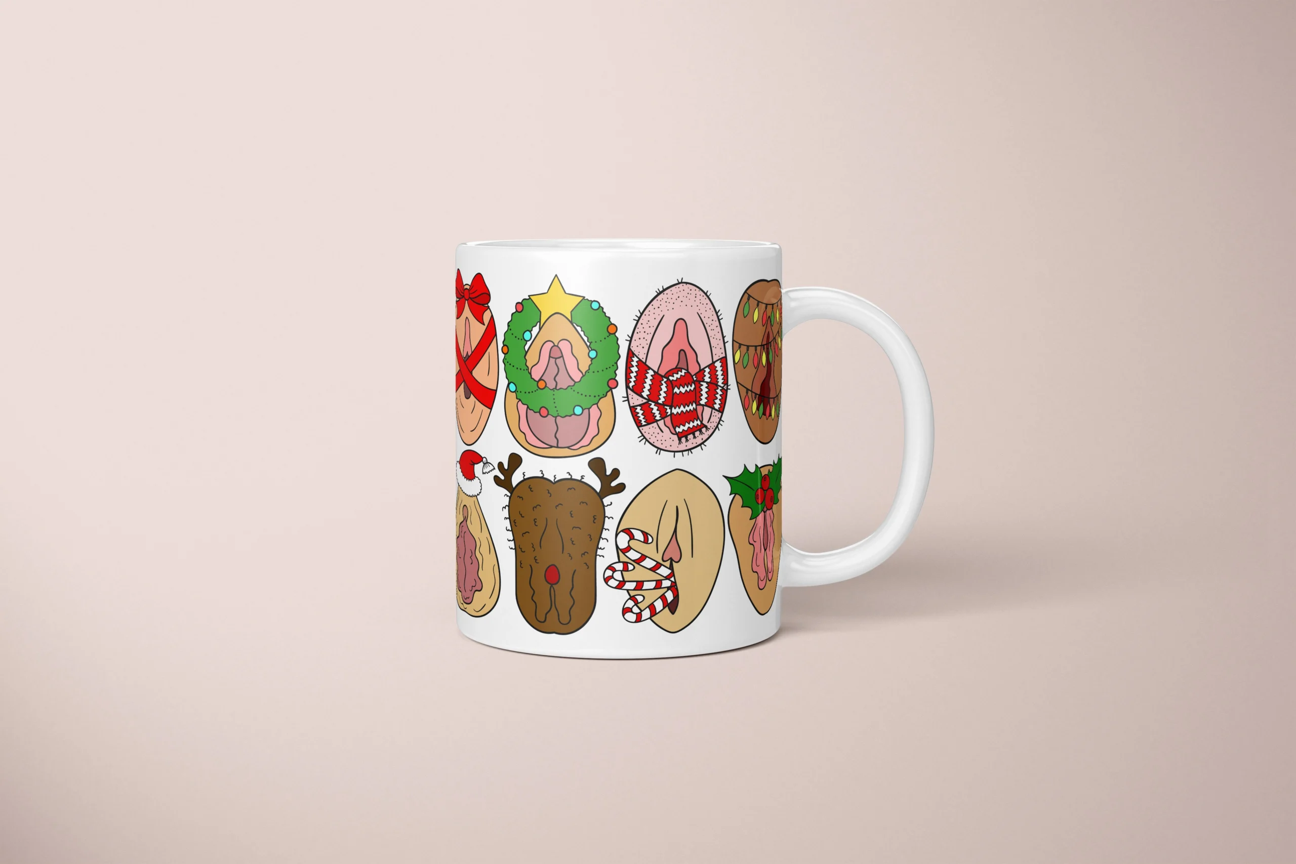 Christmas Icons Vulva Art Mug – Naughty Secret Santa Gift - primary mug mockup