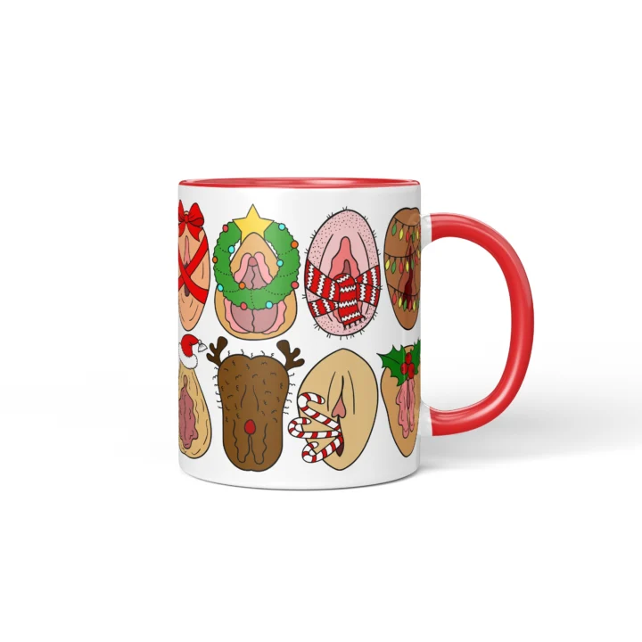 Christmas Icons Vagina Mug - Naughty Secret Santa Gift - Red mug mockup