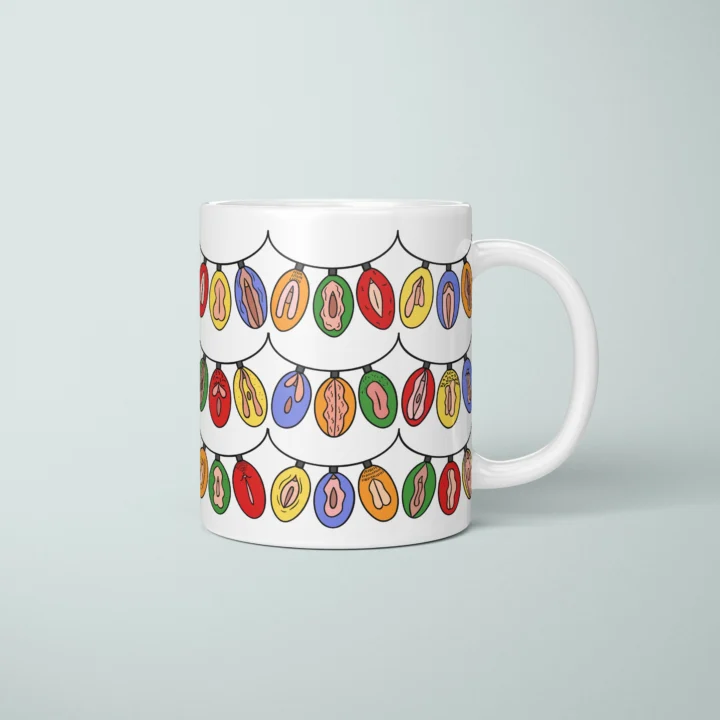 Christmas Light Garland Vulva Art Mug – Rude Holiday Gift - primary mug mockup