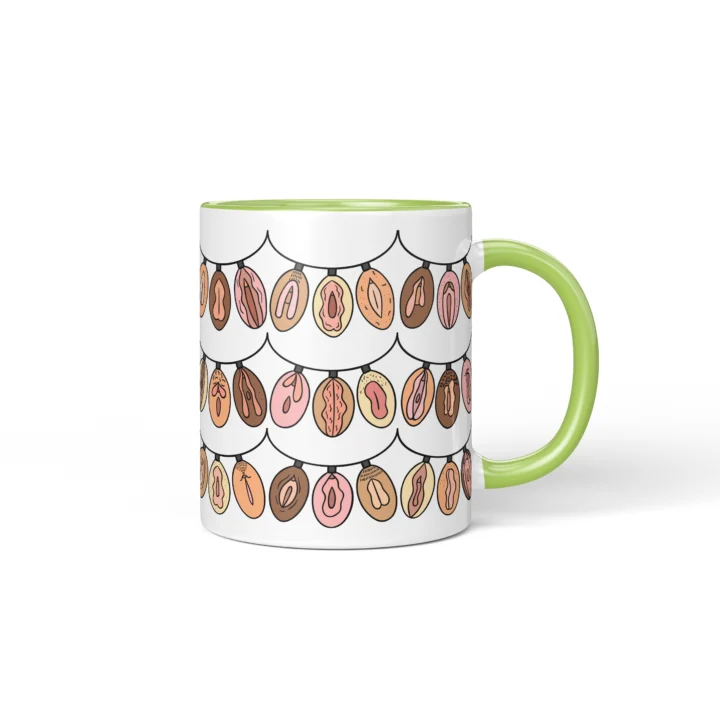 Christmas Lights Vagina Mug - Rude Holiday Gift - Green mug mockup