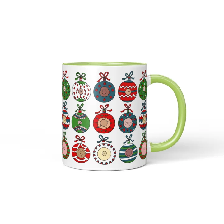 Christmas Ornament Boobs Mug - Funny Secret Santa Gift - Green mug mockup