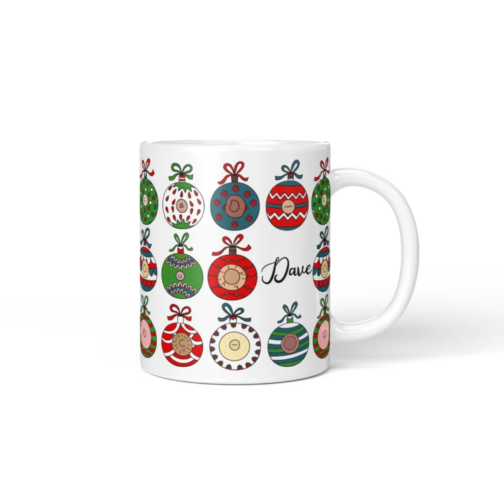 Christmas Ornament Boobs Mug - Funny Secret Santa Gift - Personalized 11 oz White mug mockup