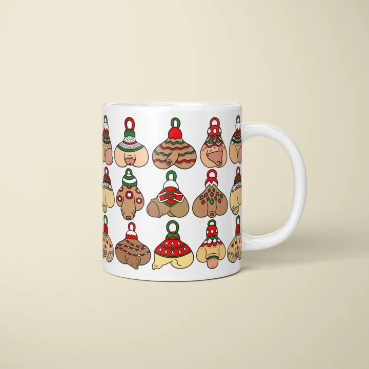 Christmas Ornament Penis Mug – Naughty Holiday Gift - primary mug mockup