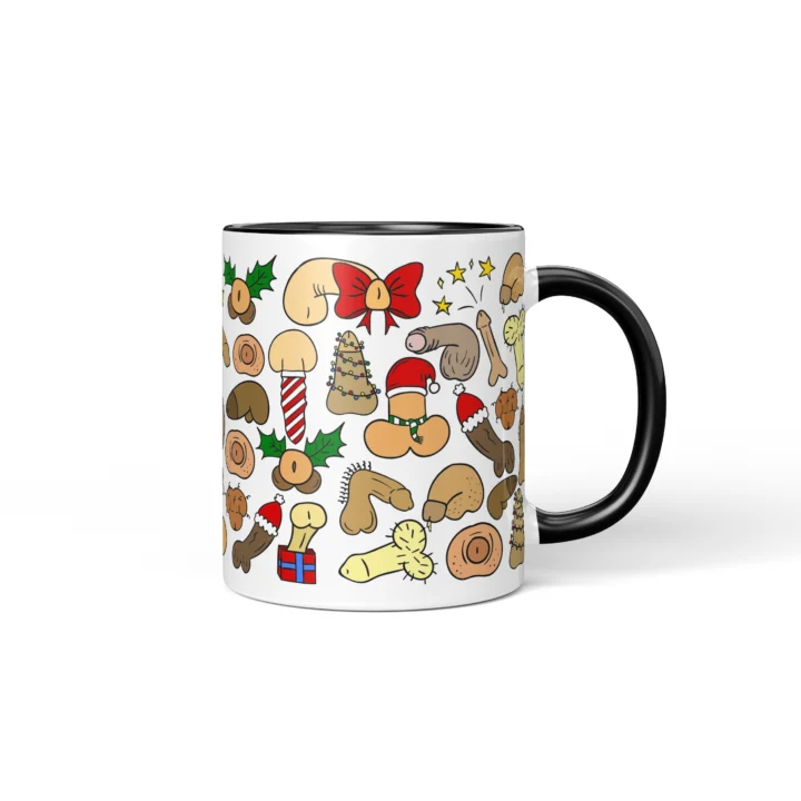 Christmas Penis Mug - Naughty Secret Santa Gift - Black mug mockup