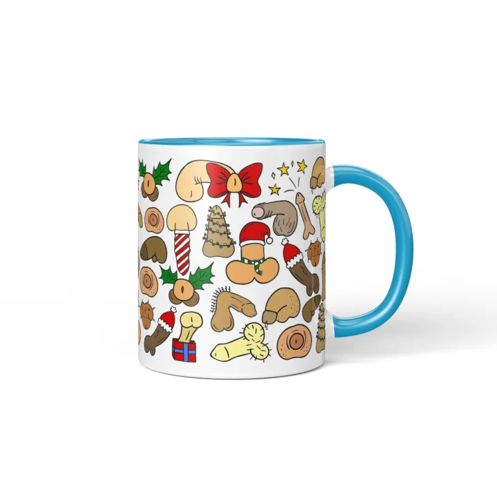 Christmas Penis Mug - Naughty Secret Santa Gift - Blue mug mockup