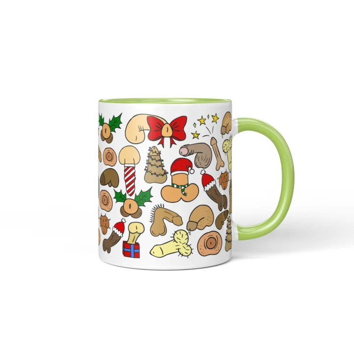 Christmas Penis Mug - Naughty Secret Santa Gift - Green mug mockup