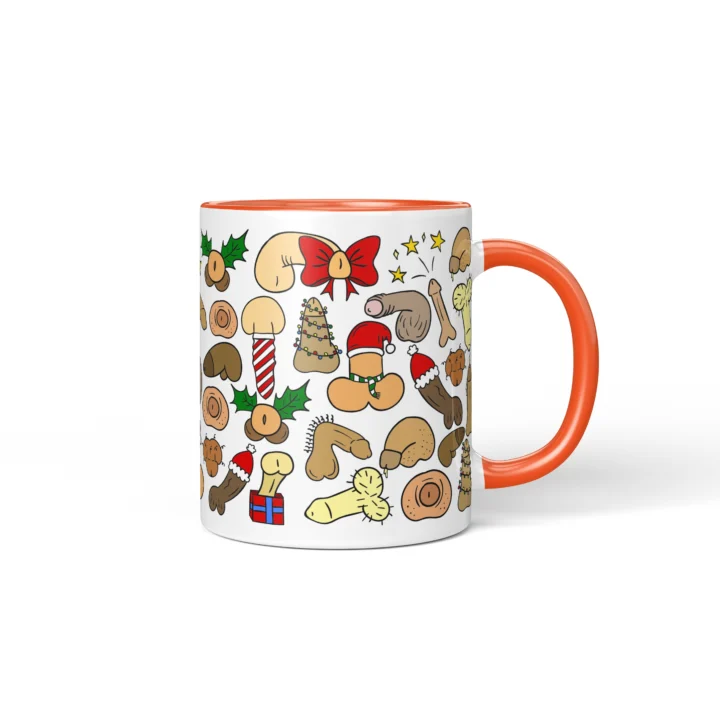 Christmas Penis Mug - Naughty Secret Santa Gift - Orange mug mockup