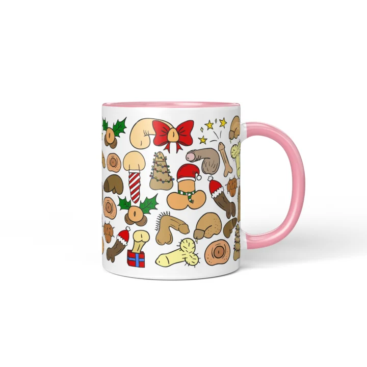 Christmas Penis Mug - Naughty Secret Santa Gift - Pink mug mockup