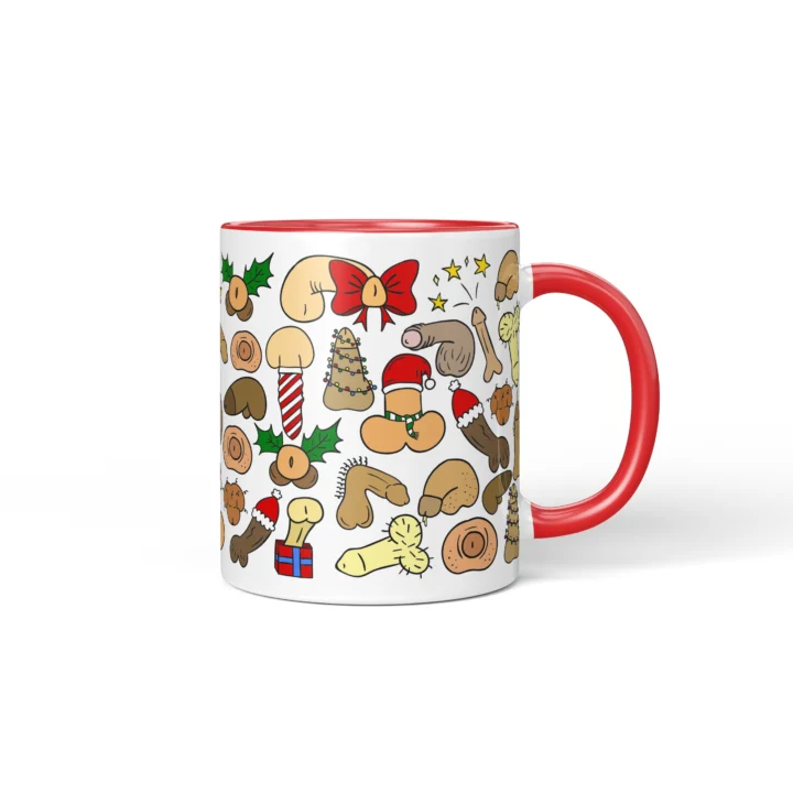 Christmas Penis Mug - Naughty Secret Santa Gift - Red mug mockup
