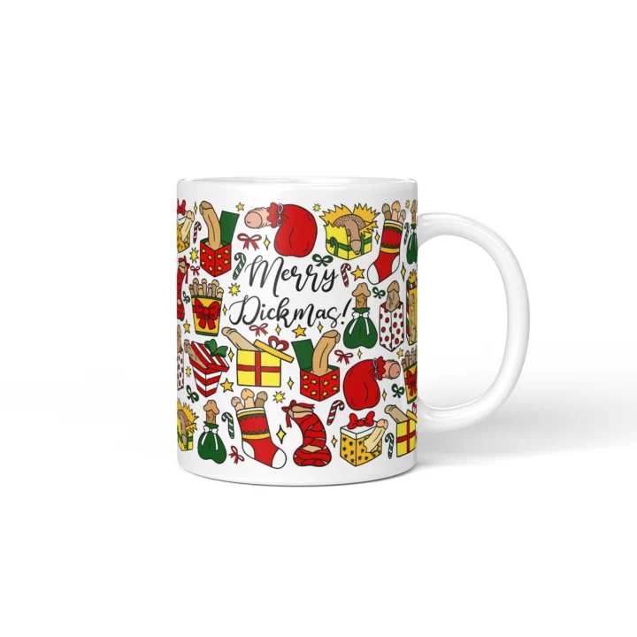 Christmas Present Penis Mug - Rude Secret Santa Gift - Personalized 11 oz White mug mockup