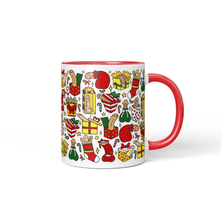 Christmas Present Penis Mug - Rude Secret Santa Gift - Red mug mockup