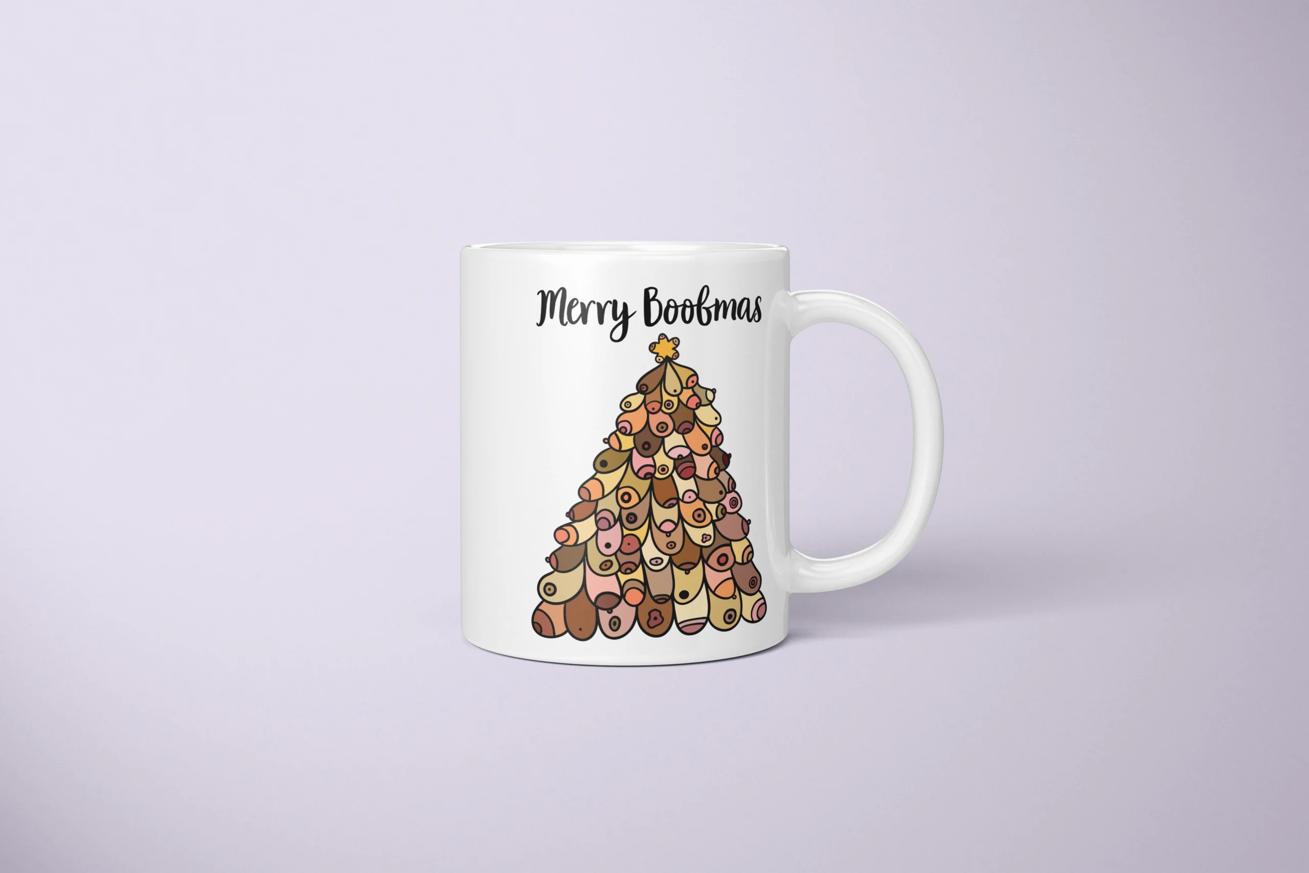 Merry Boobmas Boobs Mug – Christmas Tree Gift - primary mug mockup