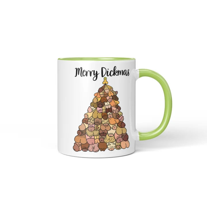 Christmas Tree Penis Mug - Naughty Secret Santa Gift - Green mug mockup