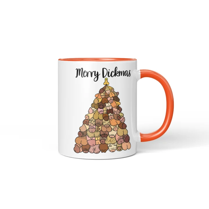 Christmas Tree Penis Mug - Naughty Secret Santa Gift - Orange mug mockup