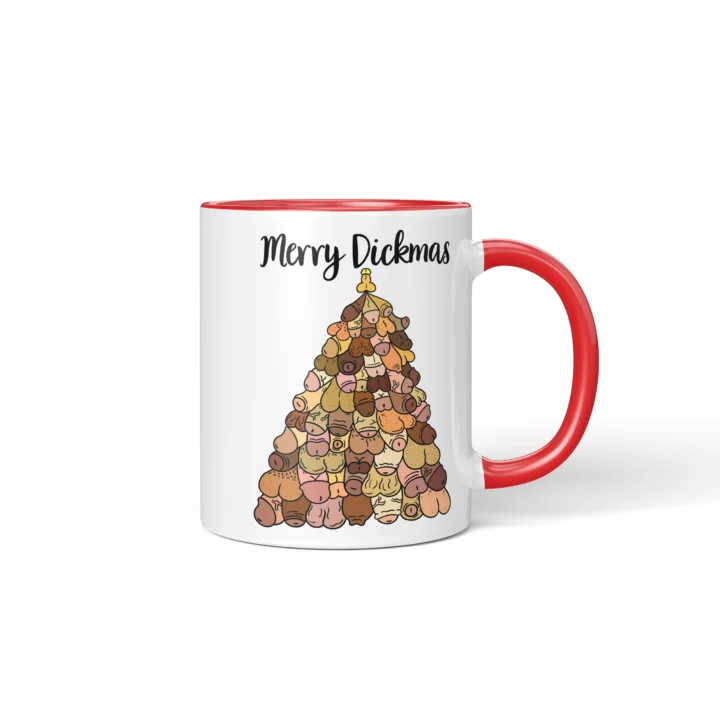 Christmas Tree Penis Mug - Naughty Secret Santa Gift - Red mug mockup