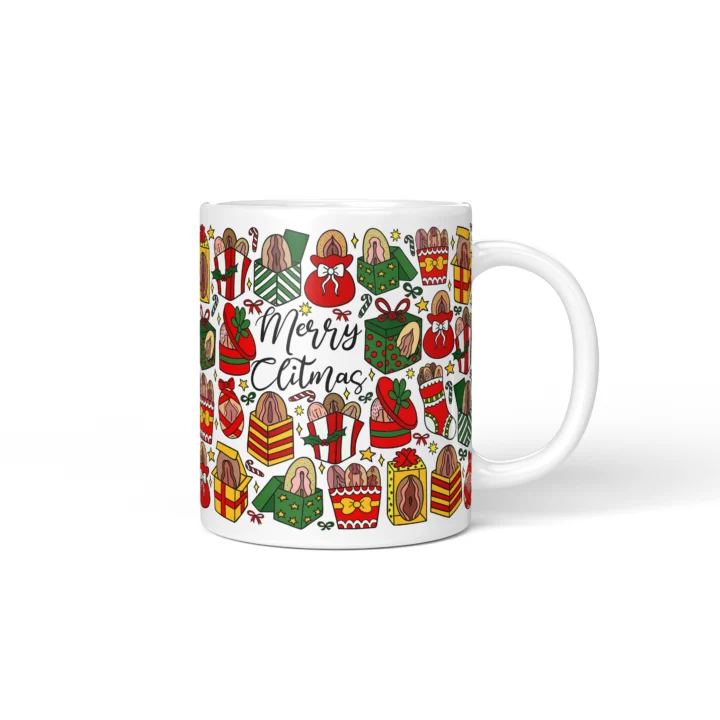 Christmas Vagina Mug - Naughty Secret Santa Gift - Personalized 11 oz White mug mockup