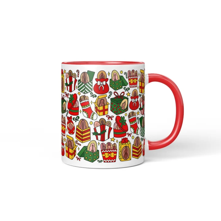 Christmas Vagina Mug - Naughty Secret Santa Gift - Red mug mockup