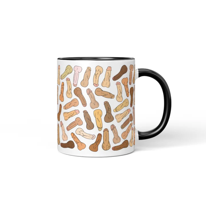 Classic Penis Mug - Cheeky Anatomy Art Gift - Black mug mockup